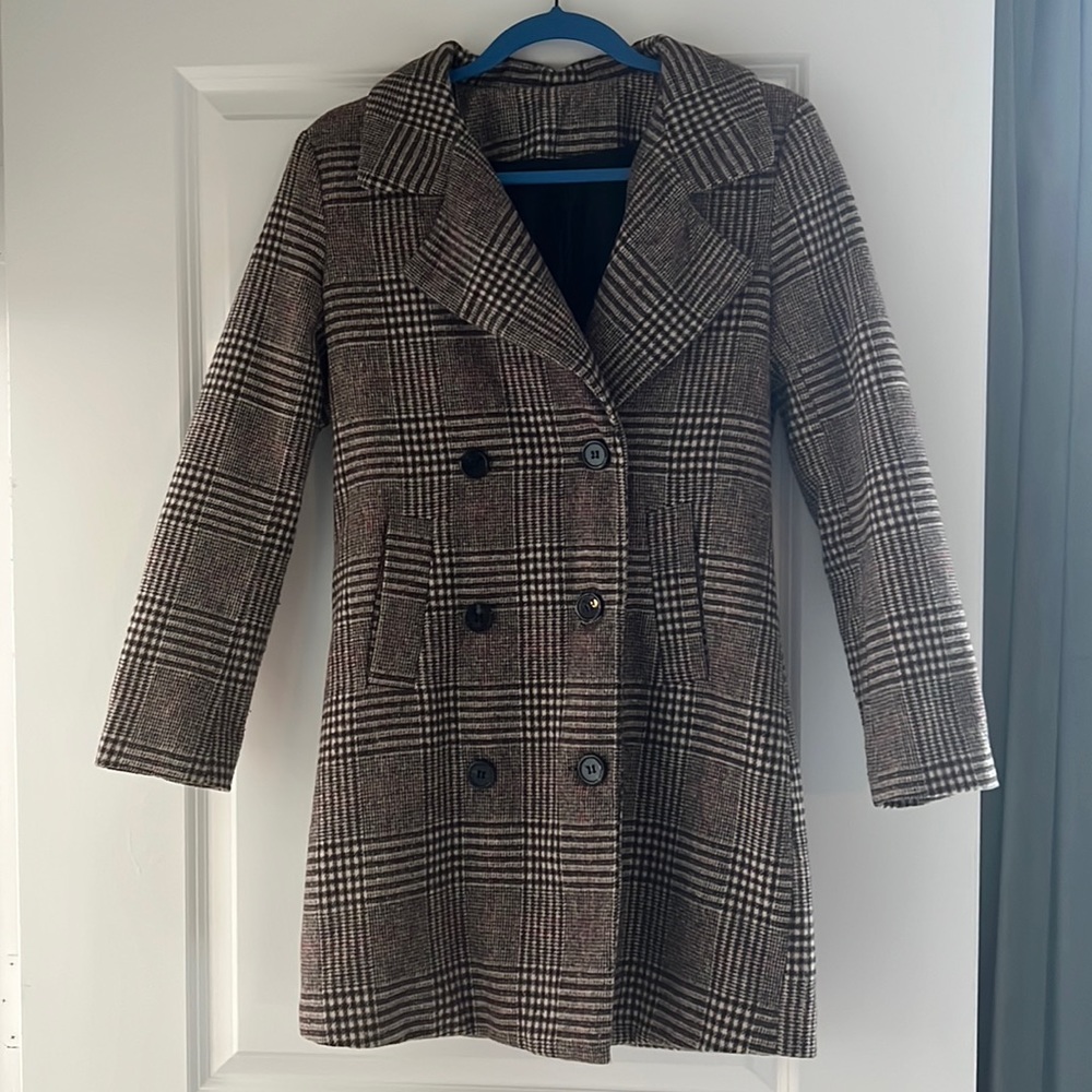 Brown Tartan Pea Coat